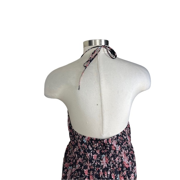 Express Black Floral Metallic Tiered Ruffled Spaghetti Straps Mini Dress Sz XL - Picture 5 of 15